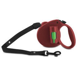 PAW Bio Retractable Leash with Green Pick-up Bags, Red