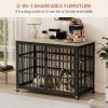 Furniture style dog crate wrought iron frame door with side openings, Grey, 43.3''W x 29.9''D x 33.5''H.