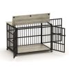 Furniture style dog crate wrought iron frame door with side openings, Grey, 43.3''W x 29.9''D x 33.5''H.