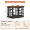 Furniture style dog crate wrought iron frame door with side openings, Rustic Brown, 38.4''W x 27.7''D x 30.2''H.