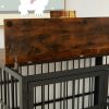 Furniture style dog crate wrought iron frame door with side openings, Rustic Brown, 38.4''W x 27.7''D x 30.2''H.