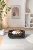 Scandinavian style Elevated Dog Bed Pet Sofa With Solid Wood legs and Black Bent Wood Back, Cashmere Cushion,Small Size