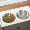 Large Elevated Dog Bowls with Storage, Raised Dog Bowl Stand, Gray