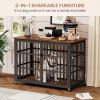 Furniture style dog crate wrought iron frame door with side openings, Rustic Brown, 38.4''W x 27.7''D x 30.2''H.