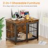 Furniture dog crate sliding iron door dog crate with mat. (Rustic Brown,43.7''W x 30''D x 33.7''H).