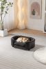 Scandinavian style Elevated Dog Bed Pet Sofa With Solid Wood legs and Black Bent Wood Back, Cashmere Cushion,Small Size