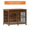 Furniture dog crate sliding iron door dog crate with mat. (Rustic Brown,43.7''W x 30''D x 33.7''H).