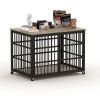 Furniture style dog crate wrought iron frame door with side openings, Grey, 43.3''W x 29.9''D x 33.5''H.