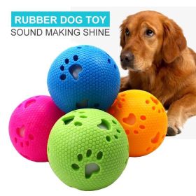 Rubber Pet Ball Toys Sound Interactive Durable Molar Dog Training Toys For Medium and Big Dogs Cleaning Teeth Pet Supplies (Color: pink)