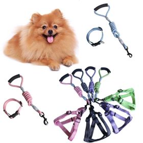 1 Set Pet Supplies Pet Chest and Back Cover Linen Plain Handle Round Rope Explosion-proof Punch Adjustable Traction Rope (Color: pink)