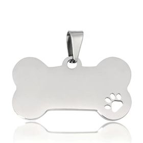 Stainless Steel Bone Shaped Pendant For Cat Collars; Metal Pendant For Pet Necklace; Pet Supplies (Color: Silver Grey)