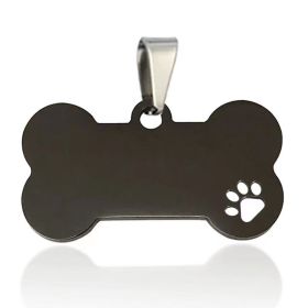 Stainless Steel Bone Shaped Pendant For Cat Collars; Metal Pendant For Pet Necklace; Pet Supplies (Color: Black)