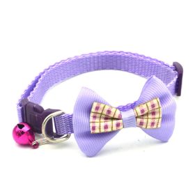 Bowknot Cat Collars; Pet Collar With Bell & Buckle; Cute Pet Supplies For Decoration (Color: Purple)