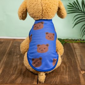 Pet Clothes; Summer New Pet Dog Clothes Thin Vest Bird's Eye Printing; Pet Clothes For Dogs And Cats (Color: Blue)