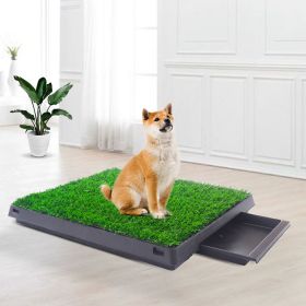 Pet toilet dog potty artificial turf environmental protection with drawer (Color: Green + Black)