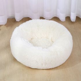 Dog Bed Super Soft Washable Long Plush Pet Kennel Deep Sleep Dog House Velvet Mats Sofa For Dog Basket Pet Cat Bed (Color: White)